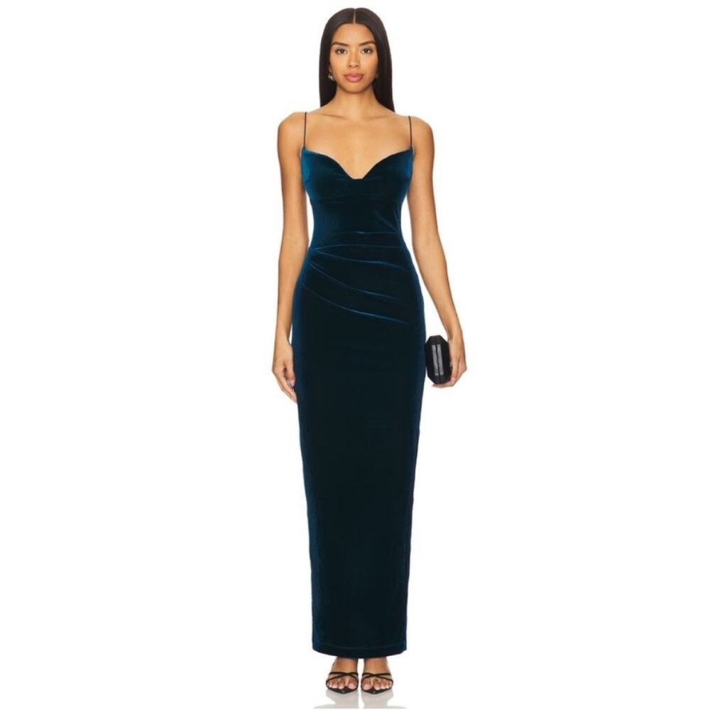 Nookie Mystery Velvet Maxi Dress
Teal Size S